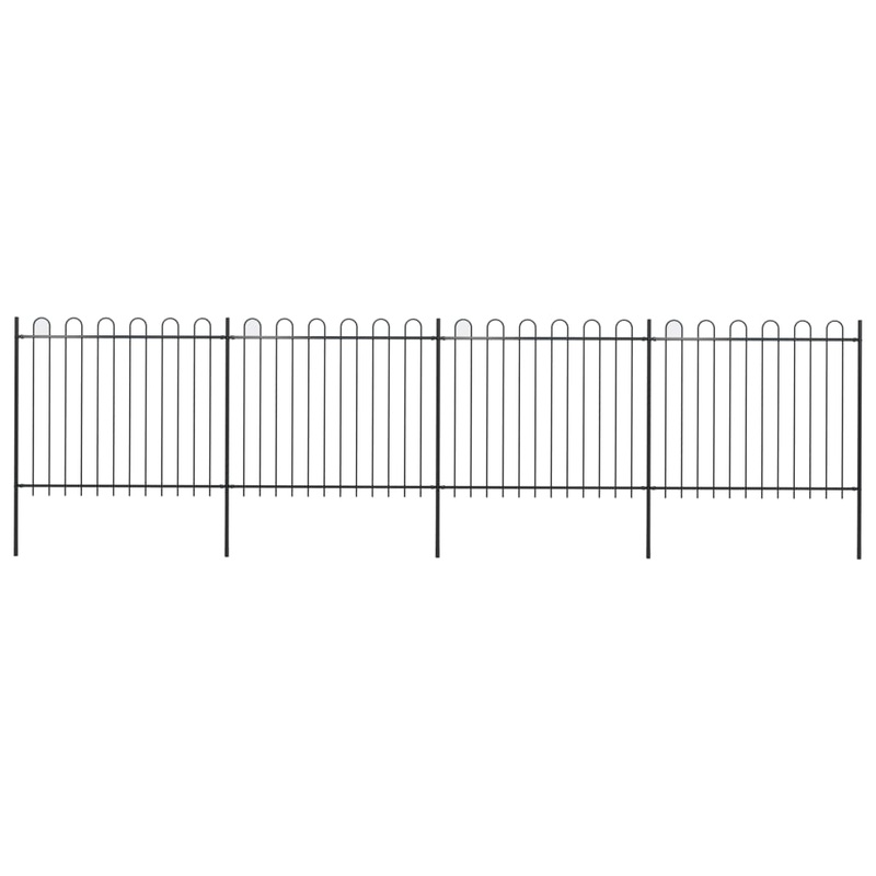 Berkfield Garden Fence with Hoop Top Steel 6.8×1.5 m Black