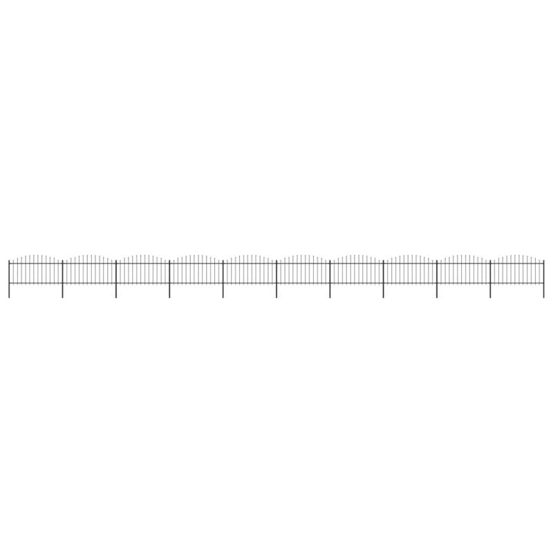 Berkfield Garden Fence with Spear Top Steel (1.25-1.5)x17 m Black