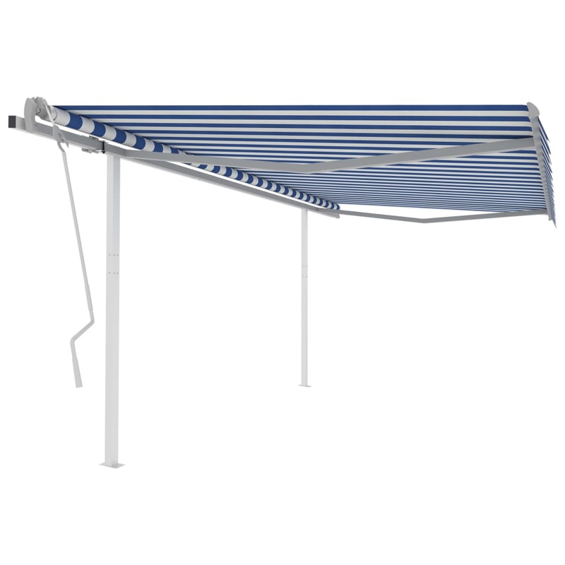 Berkfield Manual Retractable Awning with Posts 4.5×3.5 m Blue and White