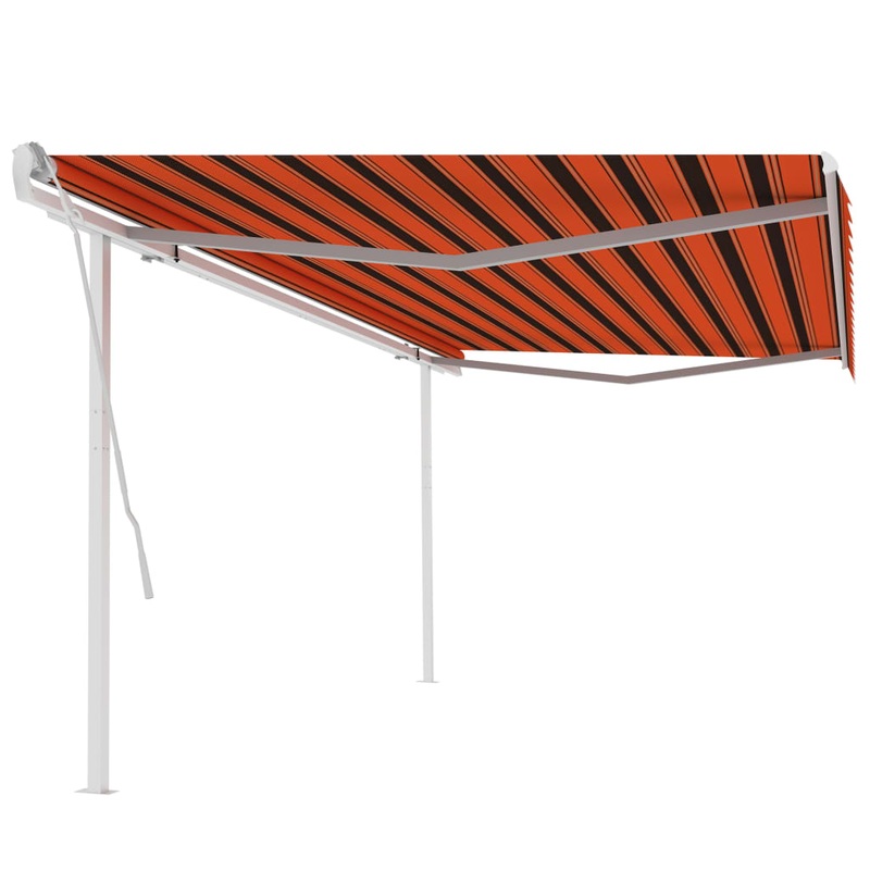 Berkfield Manual Retractable Awning with Posts 5×3.5 m Orange and Brown