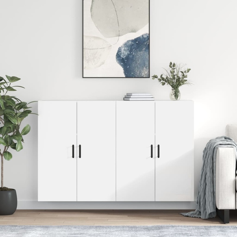 Berkfield Wall Mounted Cabinets 2 pcs High Gloss White 69.5x34x90 cm
