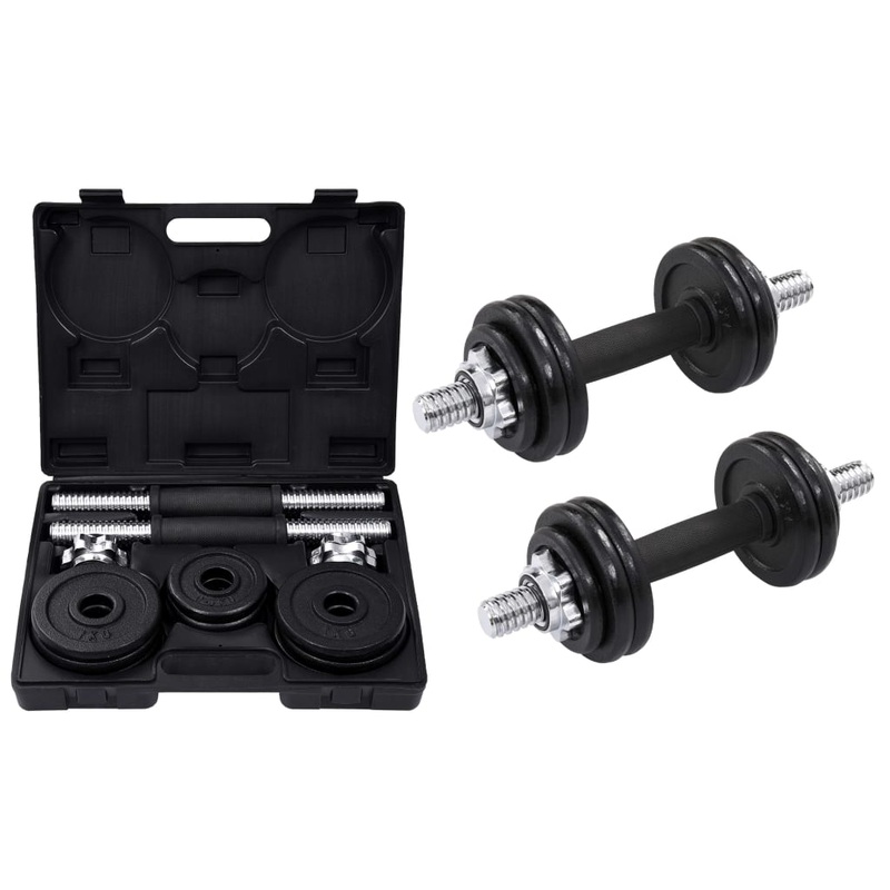 Berkfield 19 Piece Dumbbell Set 15 kg Cast Iron