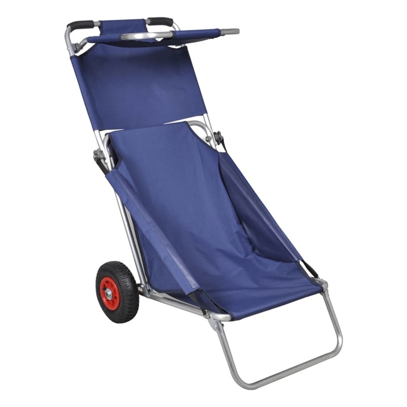 Berkfield Beach Trolley with Wheels Portable Foldable Blue