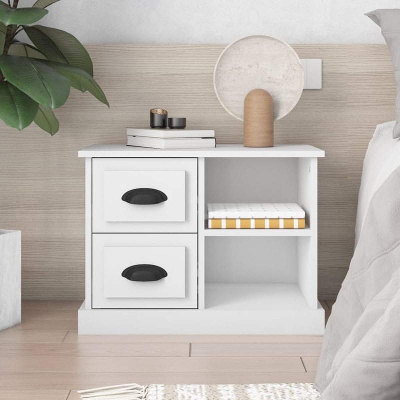 Berkfield Bedside Cabinet White 60×35.5×45 cm