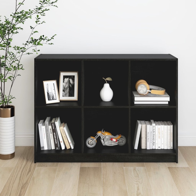 Berkfield Book Cabinet Black 104x33x76 cm Solid Pinewood