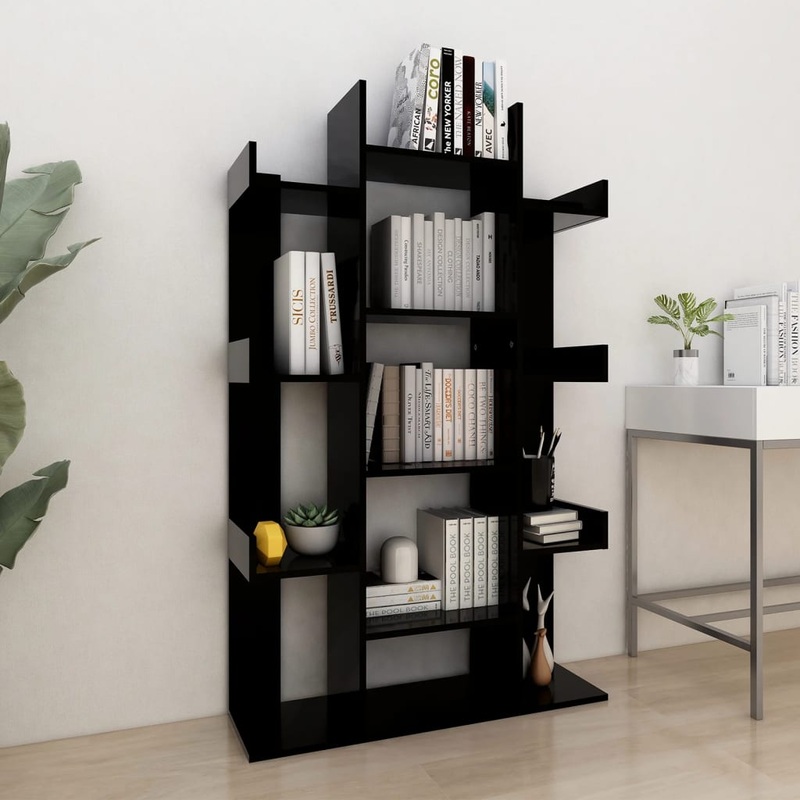 Berkfield Book Cabinet Black 86×25.5×140 cm Engineered Wood