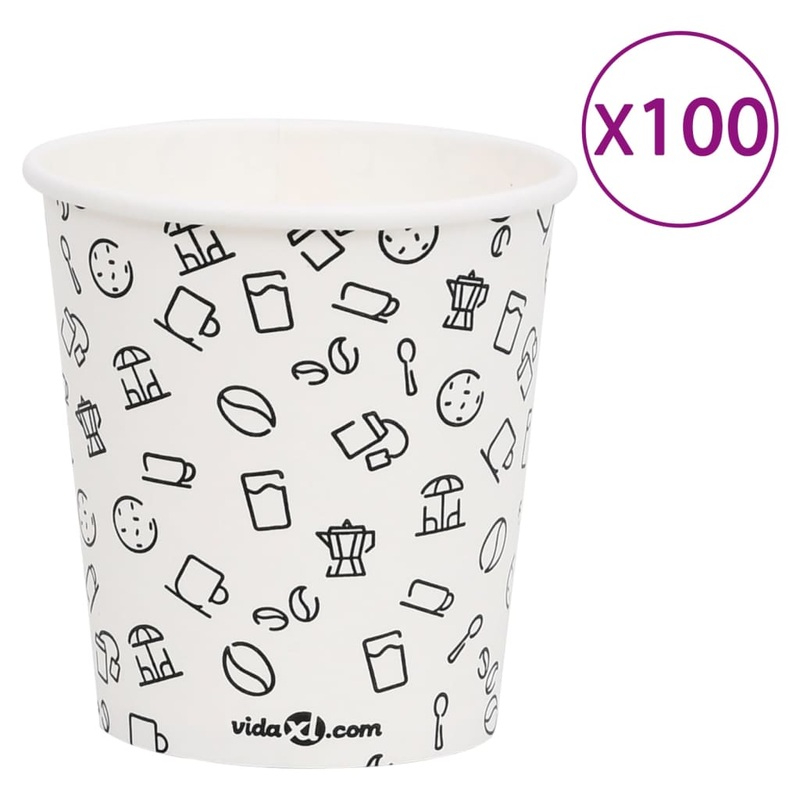 Berkfield Coffee Paper Cups 200 ml 100 pcs White and Black