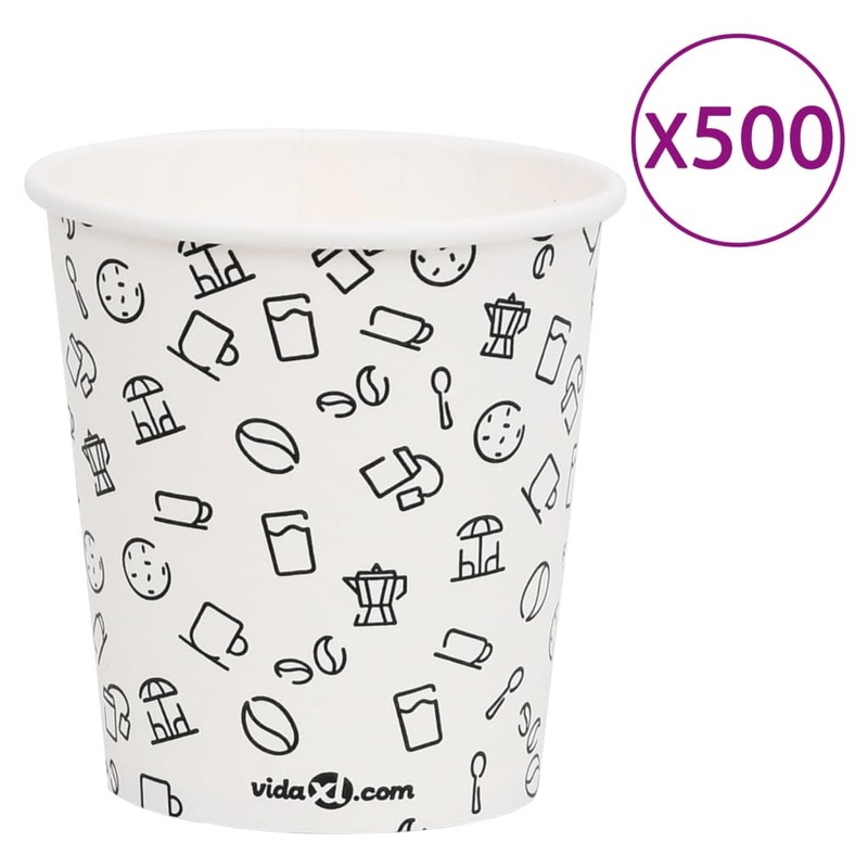 Berkfield Coffee Paper Cups 200 ml 500 pcs White and Black