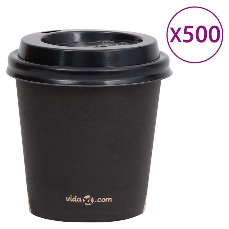 Berkfield Coffee Paper Cups with Lids 120 ml 500 pcs Black