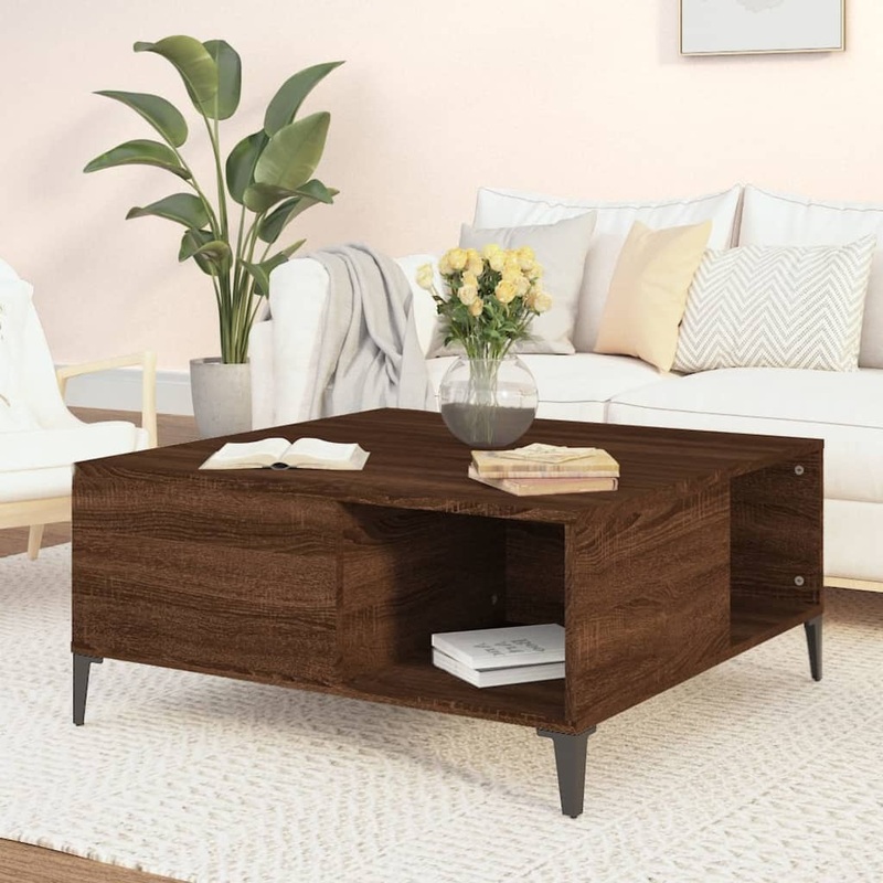 Berkfield Coffee Table Brown Oak 80x80x36.5 cm Engineered Wood
