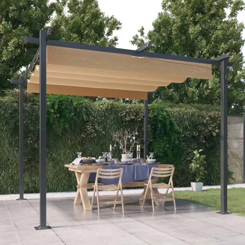 Berkfield Garden Gazebo with Retractable Roof 3×3 m Taupe