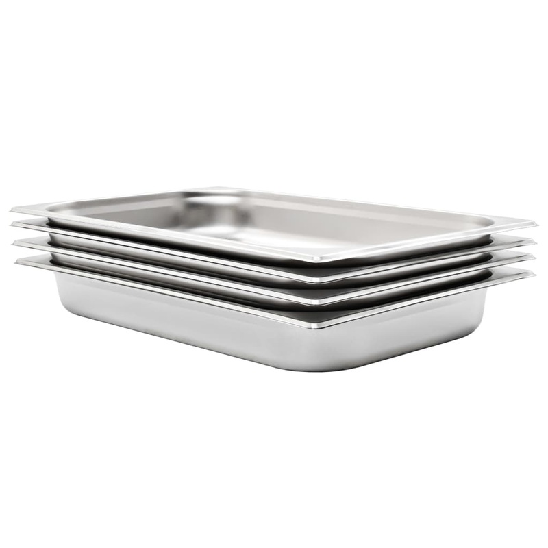 Berkfield Gastronorm Containers 4 pcs GN 1/1 65 mm Stainless Steel