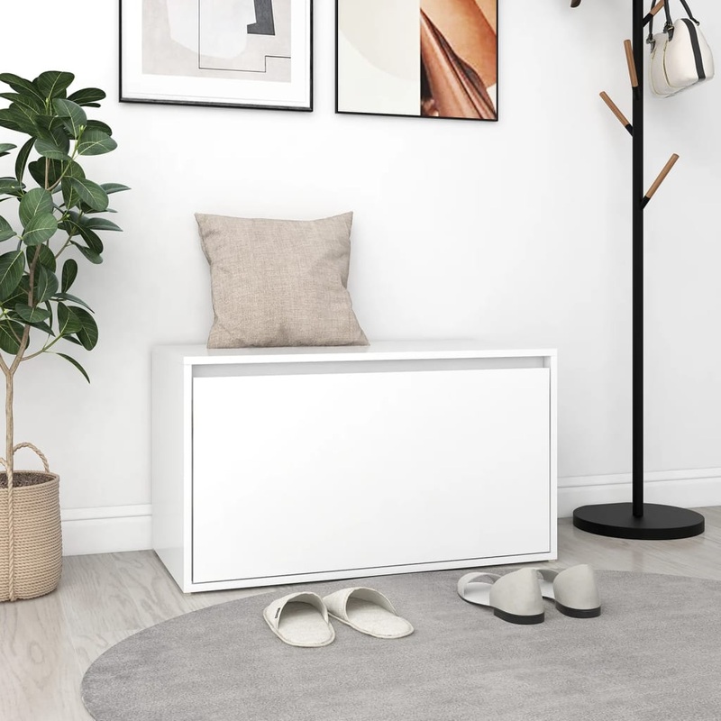 Berkfield Hall Bench 80x40x45 cm White Engineered Wood