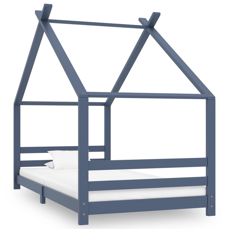 Berkfield Kids Bed Frame Grey Solid Pine Wood 90×200 cm