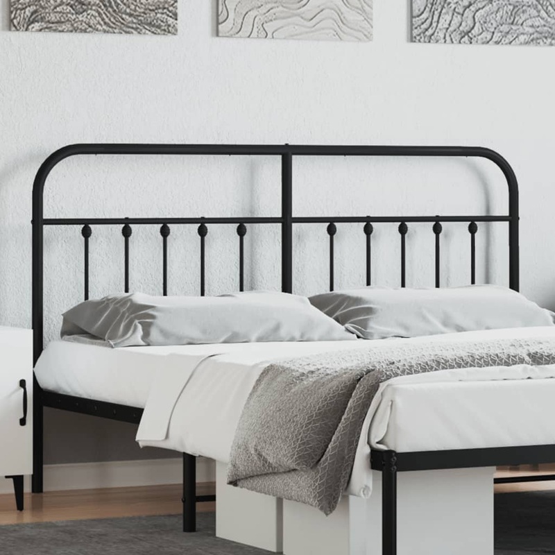 Berkfield Metal Headboard Black 180 cm