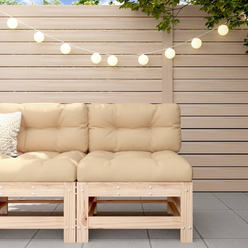Berkfield Middle Sofa with Cushions Solid Wood Pine