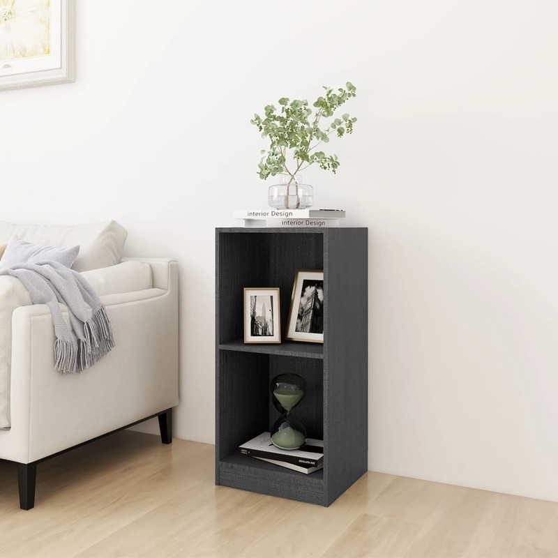 Berkfield Side Cabinet Grey 35.5×33.5×76 cm Solid Pinewood
