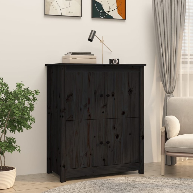 Berkfield Sideboard Black 83×41.5×100 cm Solid Wood Pine