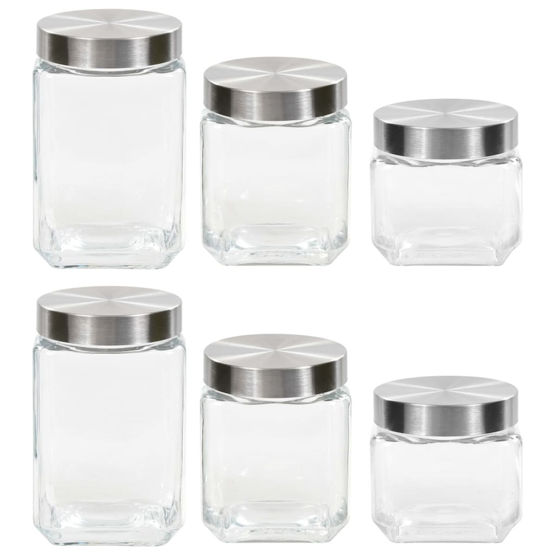 Berkfield Storage Jars with Sliver Lid 6 pcs 800/1200/1700 ml