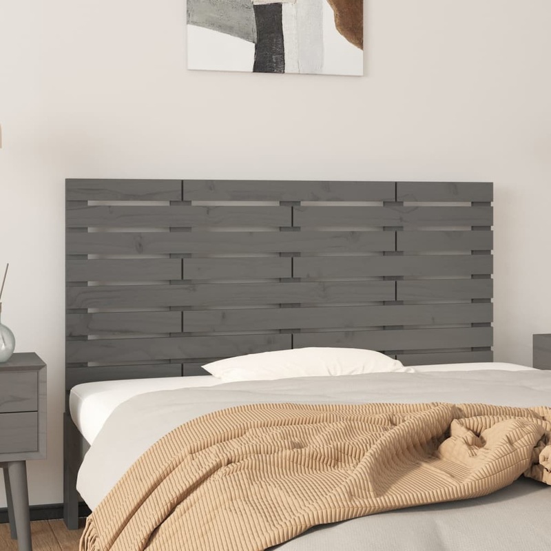 Berkfield Wall Headboard Grey 126x3x63 cm Solid Wood Pine