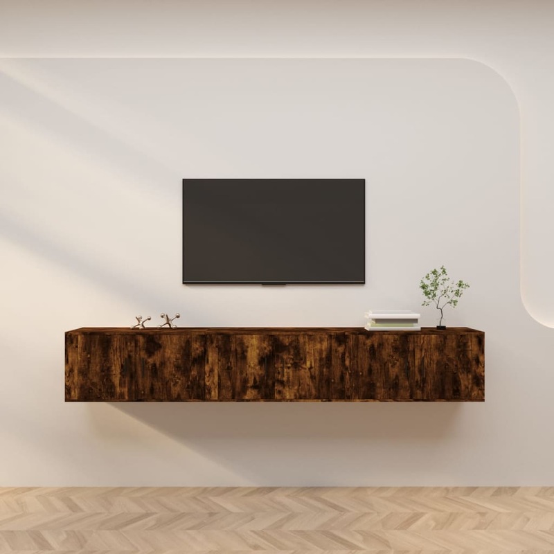 Berkfield Wall-mounted TV Cabinets 3 pcs Smoked Oak 80×34.5×40 cm