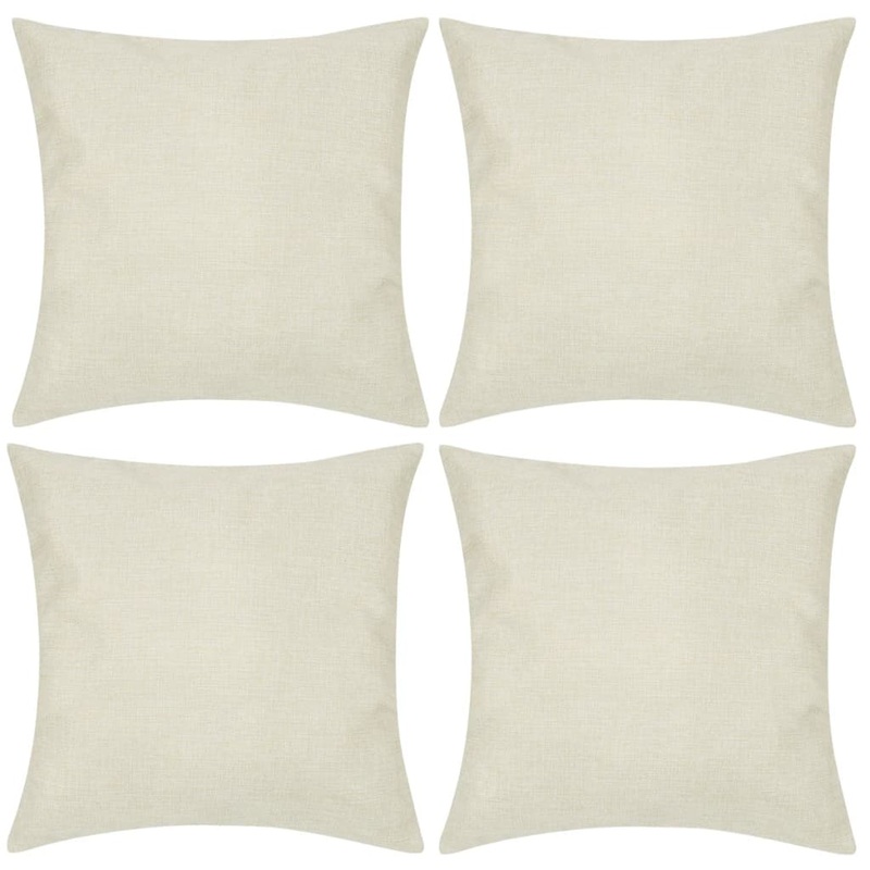 4 Beige Cushion Covers Linen-look 50 x 50 cm