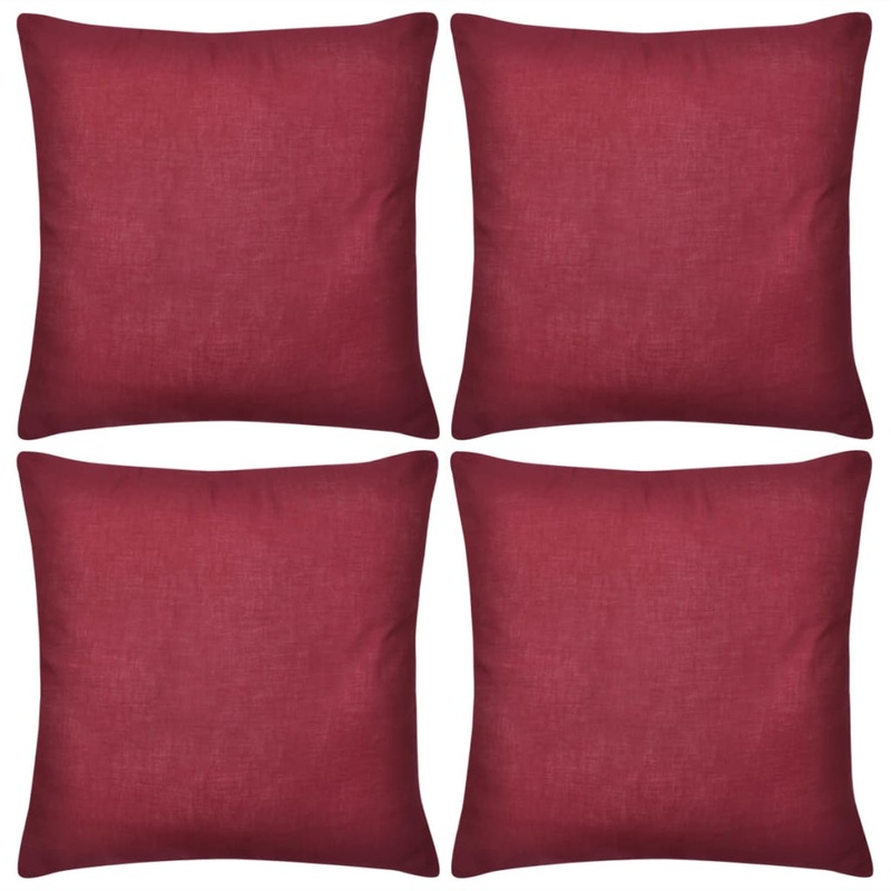 4 Burgundy Cushion Covers Cotton 40 x 40 cm