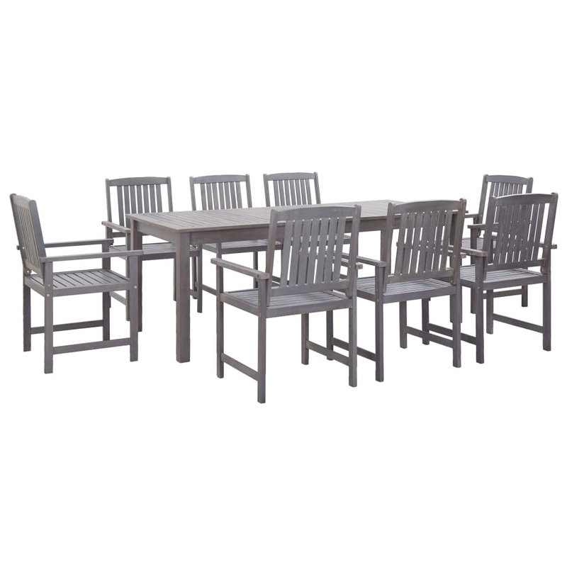Berkfield 9 Piece Outdoor Dining Set Grey Solid Acacia Wood