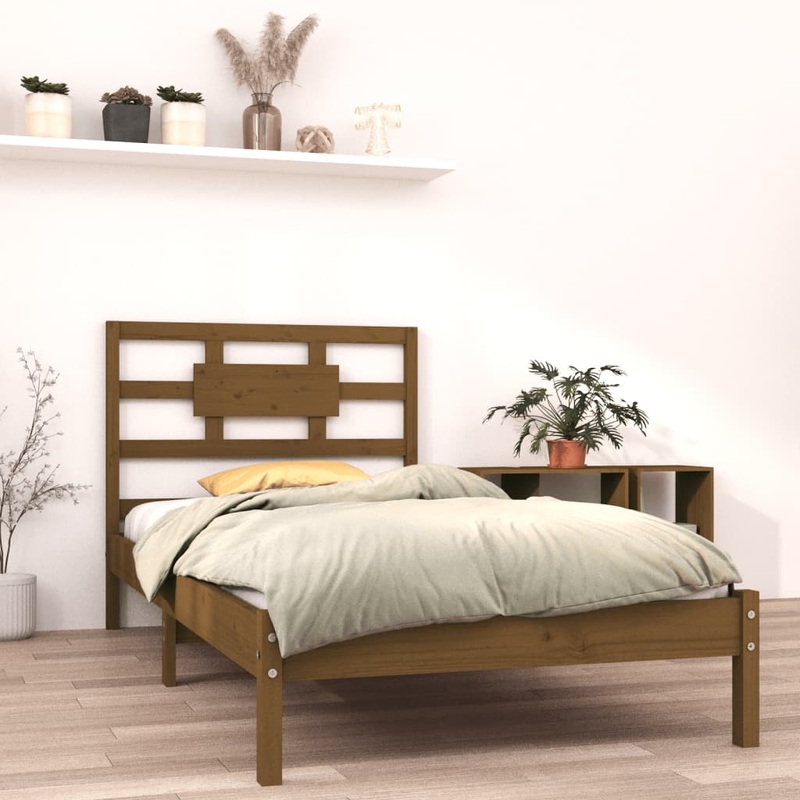 Berkfield Bed Frame Honey Brown Solid Wood 90×200 cm
