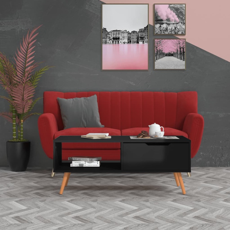 Berkfield Coffee Table High Gloss Black 100×49.5×43 cm Engineered Wood