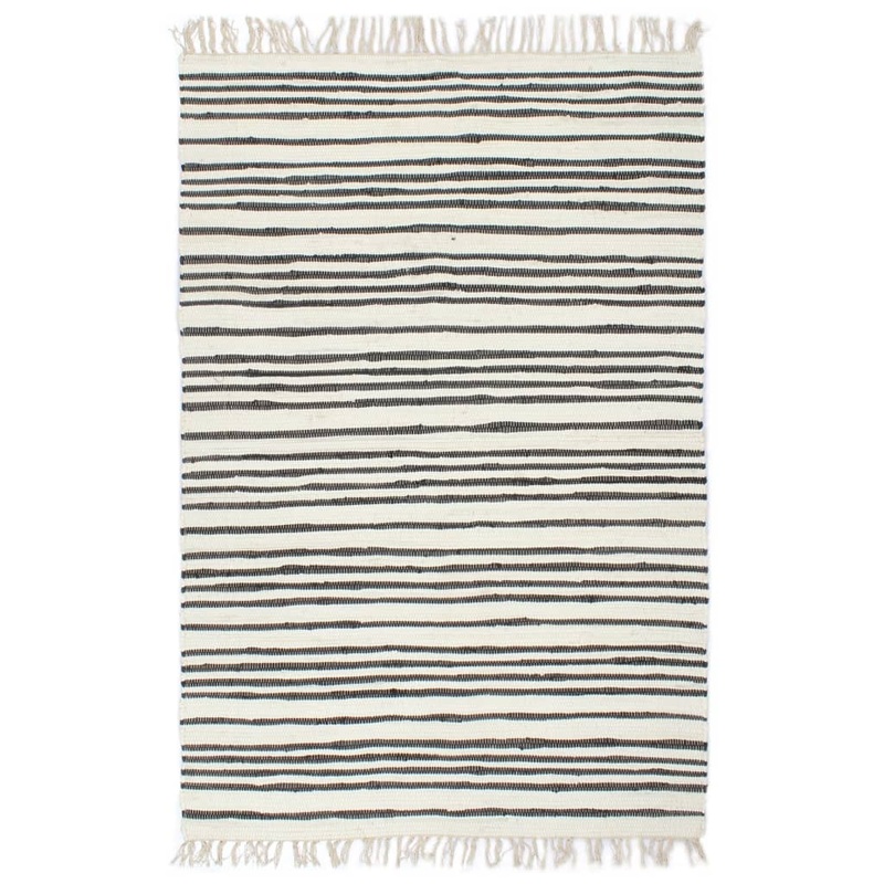 Berkfield Hand-woven Chindi Rug Cotton 120×170 cm Anthracite and White