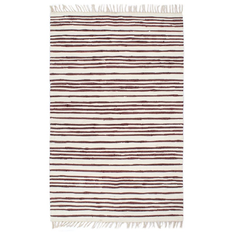 Berkfield Hand-woven Chindi Rug Cotton 120×170 cm Burgundy and White