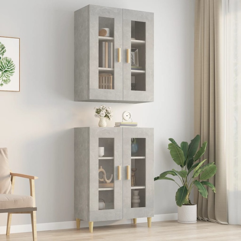 Berkfield Hanging Wall Cabinet Concrete Grey 69.5x34x90 cm