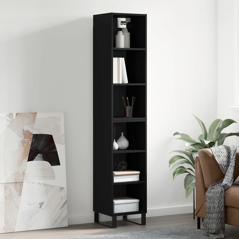 Berkfield Highboard Black 34.5×32.5×180 cm Engineered Wood