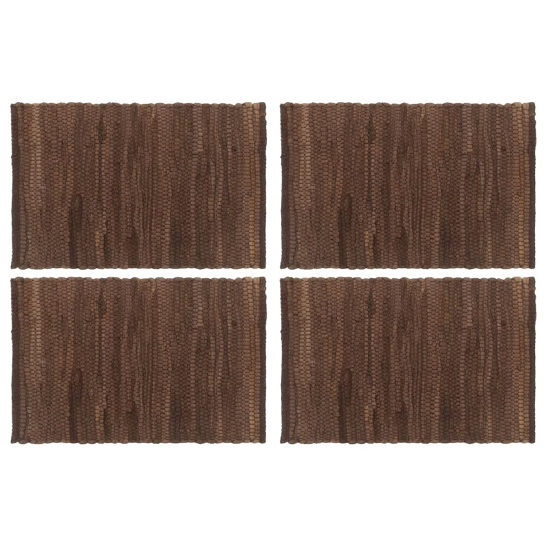 Berkfield Placemats 4 pcs Chindi Plain Brown 30×45 cm Cotton