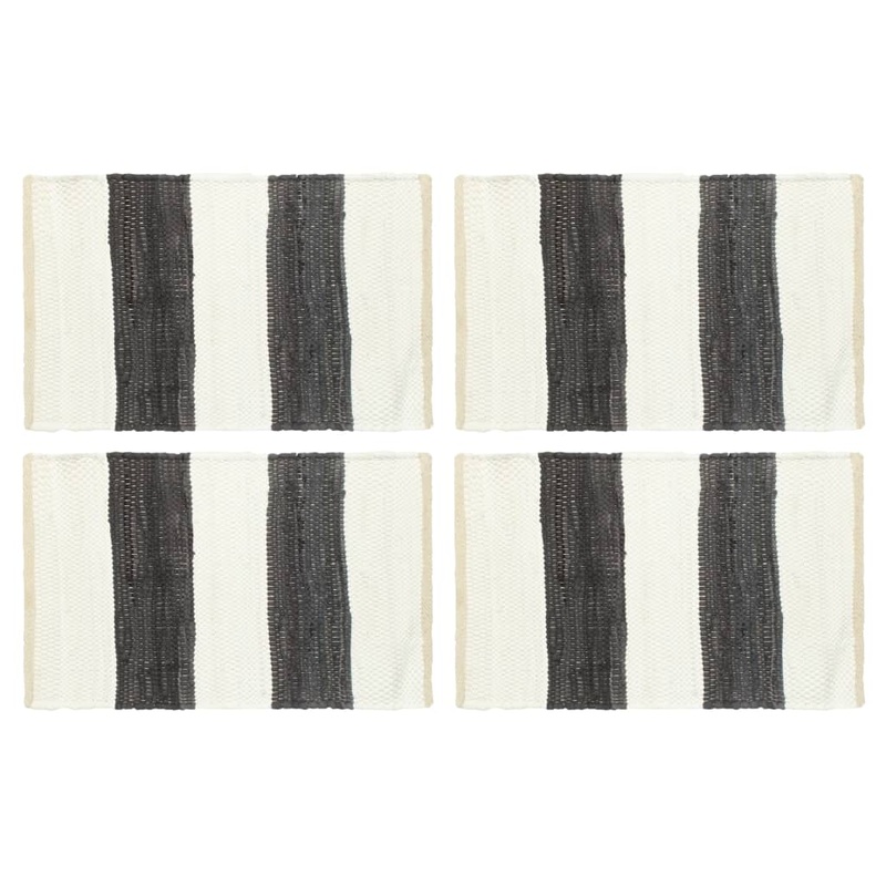 Berkfield Placemats 4 pcs Chindi Stripe Anthracite and White 30×45 cm