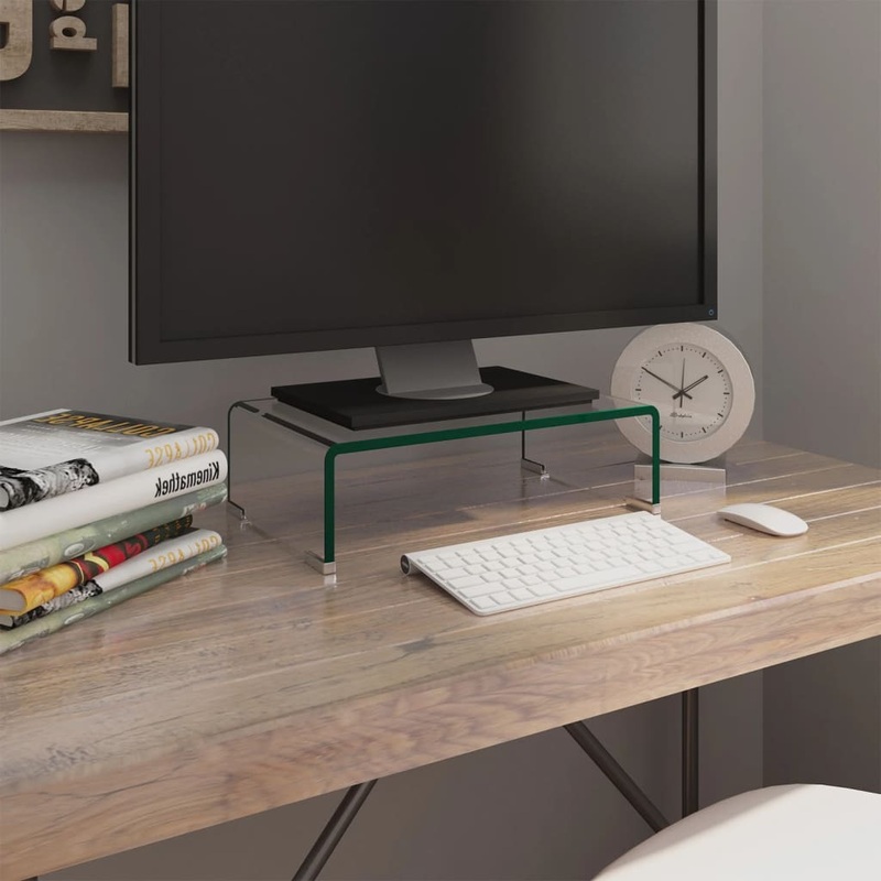 Berkfield TV Stand/Monitor Riser Glass Clear 40x25x11 cm