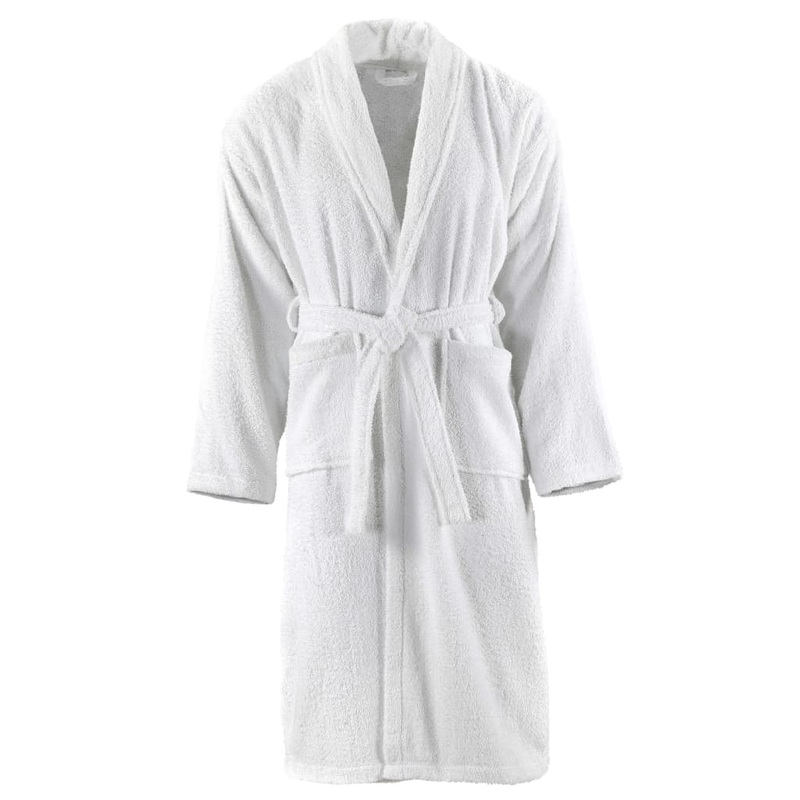 Berkfield Unisex Terry Bathrobe 100% Cotton White L