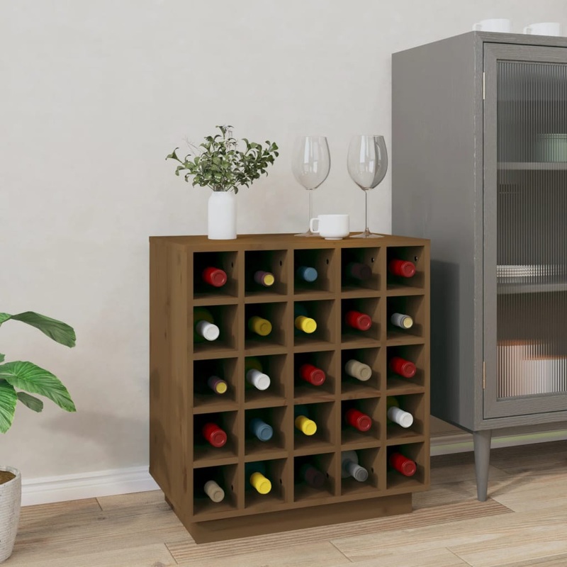 Berkfield Wine Cabinet Honey Brown 55.5x34x61 cm Solid Wood Pine