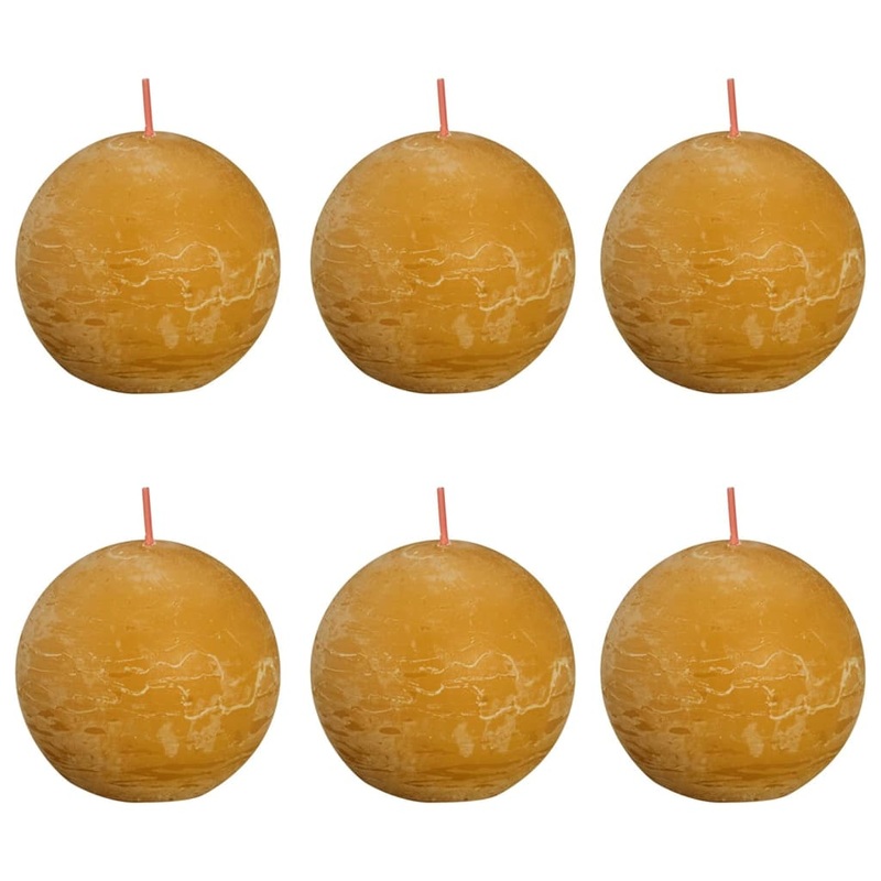 Bolsius Rustic Ball Candles Shine 6 pcs 76×71 mm Honeycomb Yellow