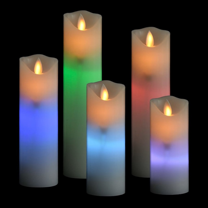 Berkfield 5 Piece Electric LED Candle Set with Remote Control Colourful
