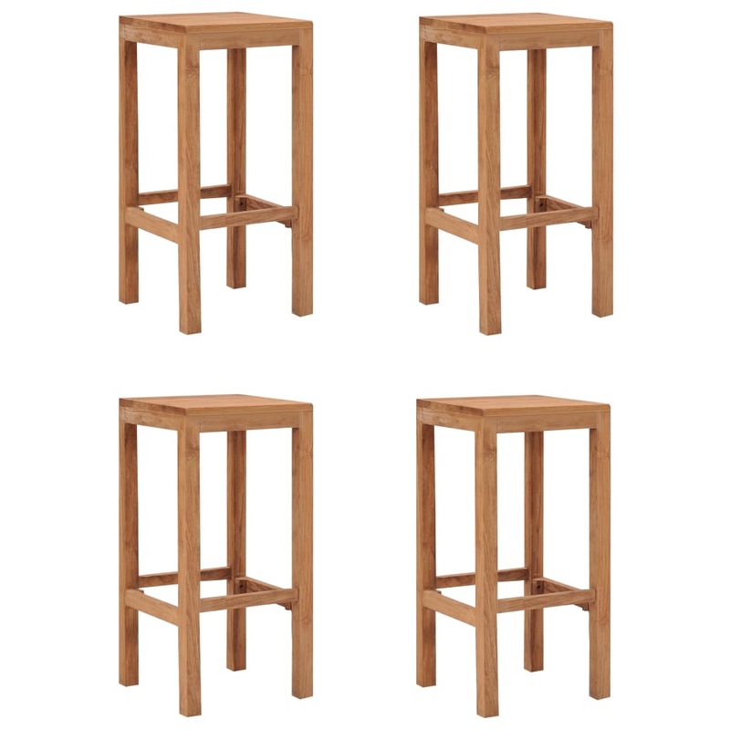 Berkfield Bar Stools 4 pcs Solid Teak Wood