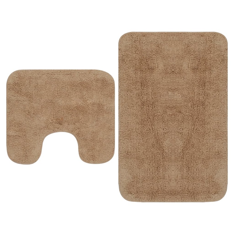 Berkfield Bathroom Mat Set 2 Pieces Fabric Beige
