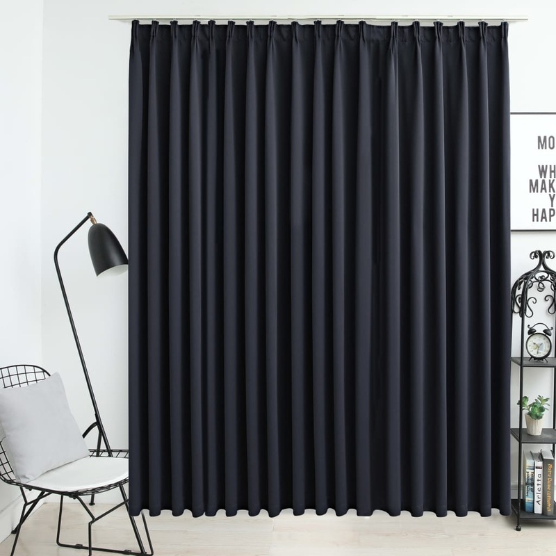 Berkfield Blackout Curtain with Hooks Black 290×245 cm