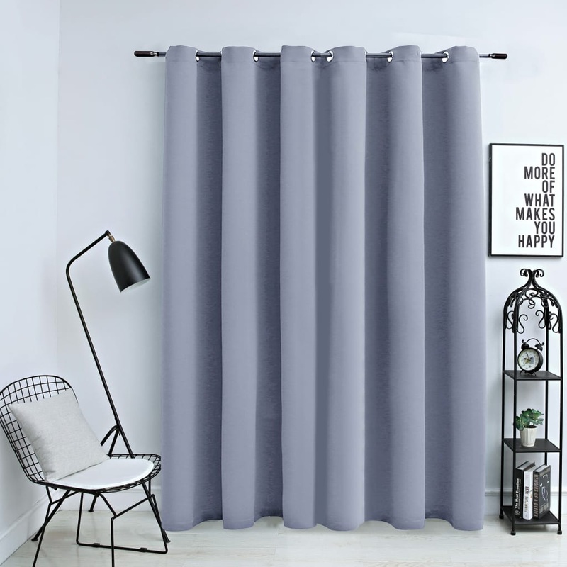 Berkfield Blackout Curtain with Metal Rings Grey 290×245 cm