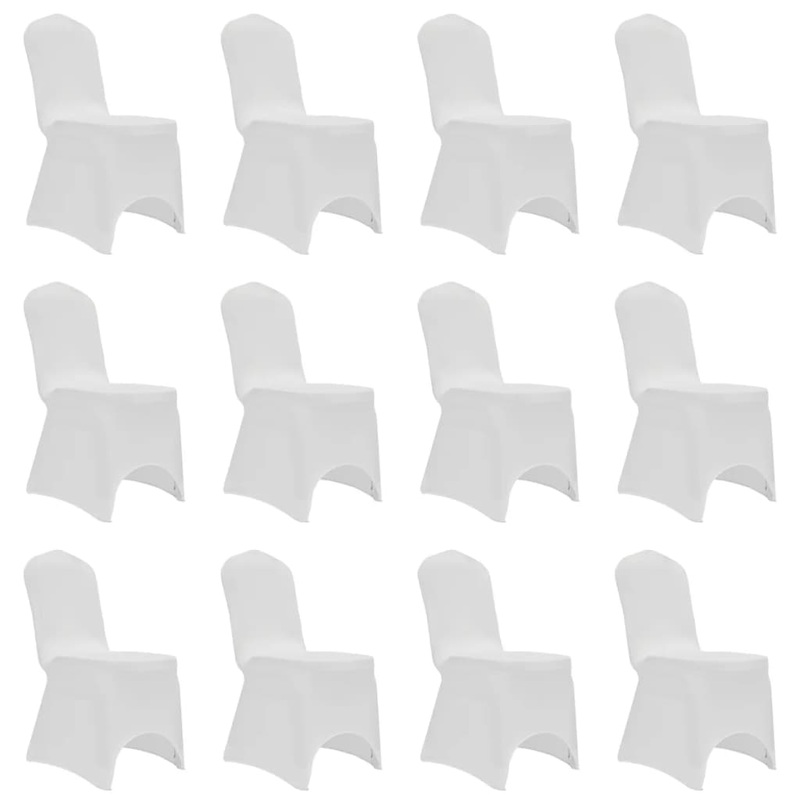 Berkfield Chair Cover Stretch White 12 pcs