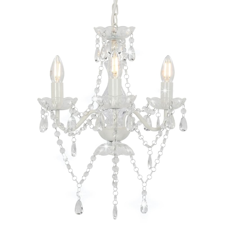 Berkfield Chandelier with Beads White Round 3 x E14
