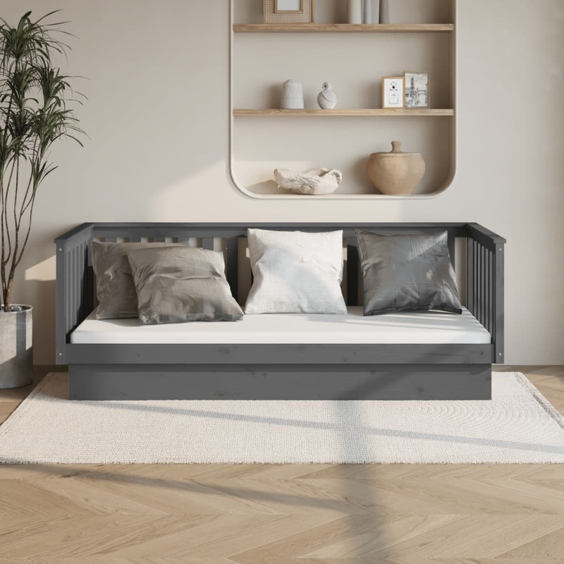 Berkfield Day Bed Grey 90×200 cm Solid Wood Pine