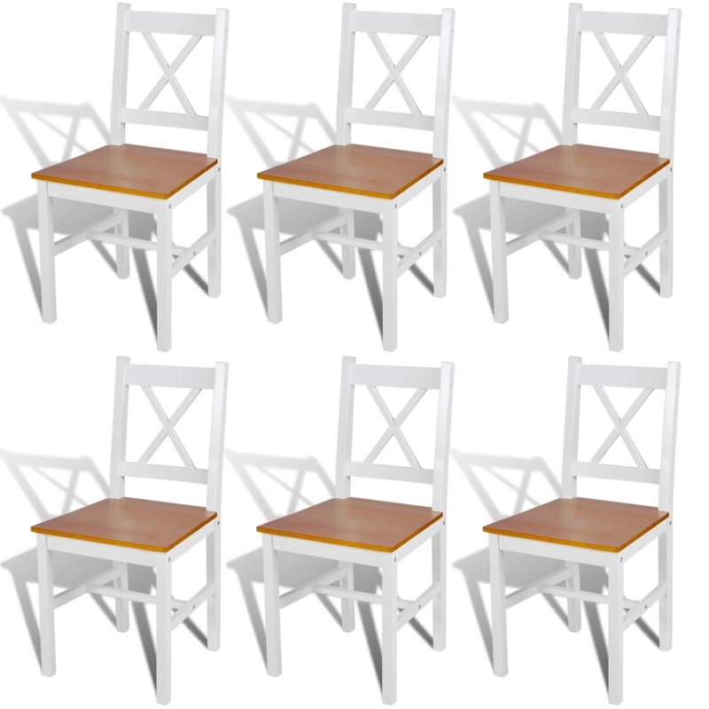 Berkfield Dining Chairs 6 pcs White Pinewood