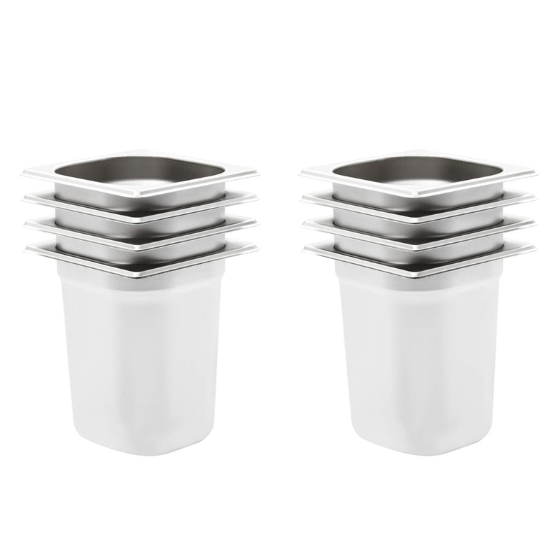 Berkfield Gastronorm Containers 8 pcs GN 1/6 200 mm Stainless Steel